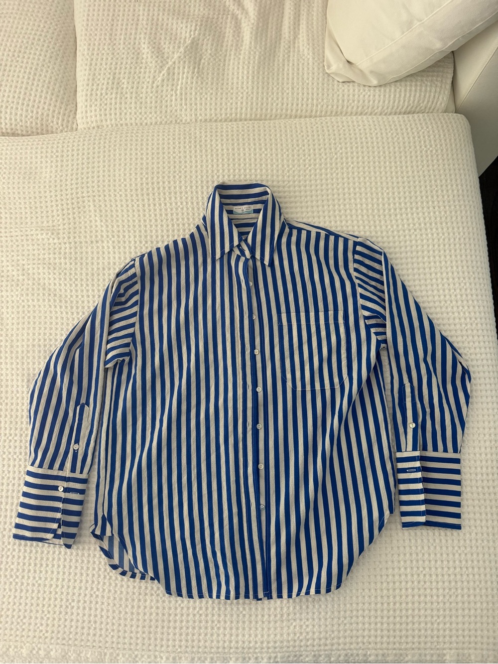 Altar'd State Blue and White Vertical Stripe Men's Dress Shirt